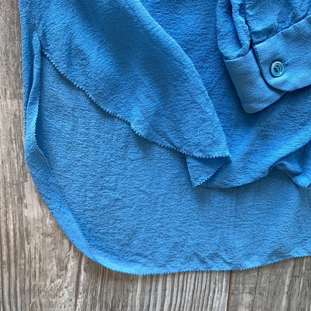 Wilfred Blue Long Sleeve 100% Silk Blouse - Picture 6 of 10